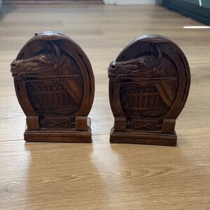Vintage Wooden Horse Head Bookends
